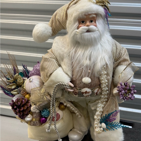 Festive Santa Claus Figurine with Gold and Purple Accents. NEW - Picture 2 of 4